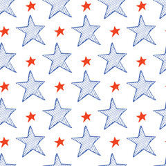Fototapeta premium .July 4th Independence Day Background. American Grunge Abstract Seamless Pattern