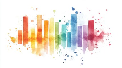 Fototapeta premium Business analytics flat design side view technology theme watercolor Triadic Color Scheme. 