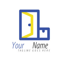 Modern Business Logo Design. Open Door with Package