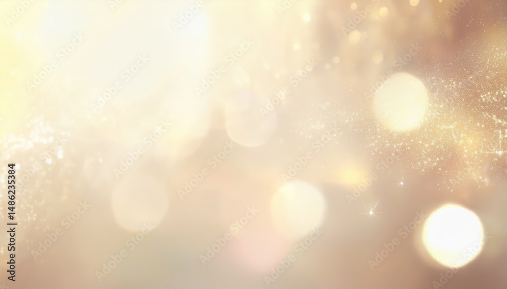 Poster ethereal golden bokeh light texture with soft glitter glow for luxury branding, elegant web design, 