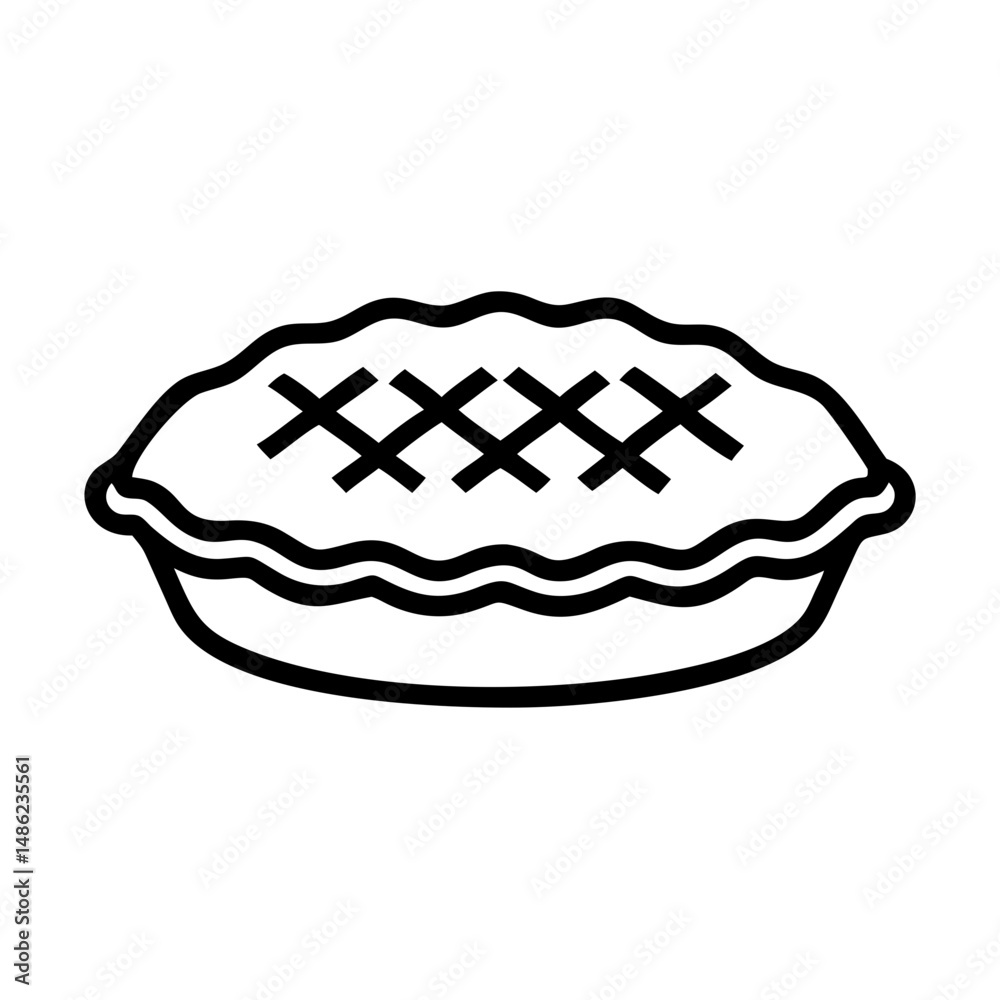 Poster whole pie with lattice crust icon representing baked dessert and pastry