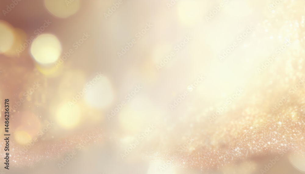 Poster ethereal golden bokeh light texture with soft glitter glow for luxury branding, elegant web design, 