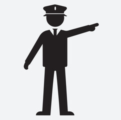 police officer directing traffic silhouette vector art illustration