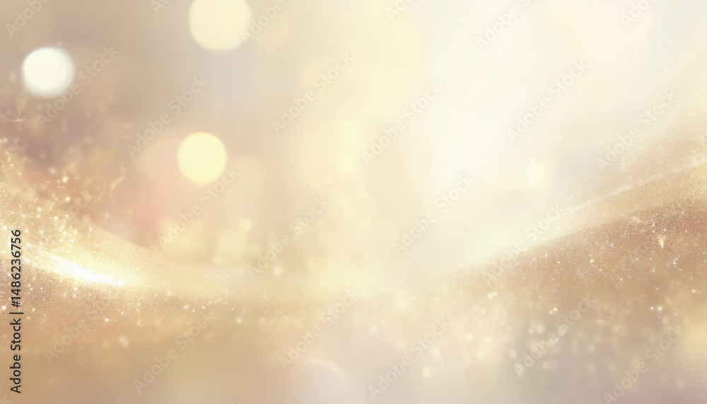Poster ethereal golden bokeh light texture with soft glitter glow for luxury branding, elegant web design, 