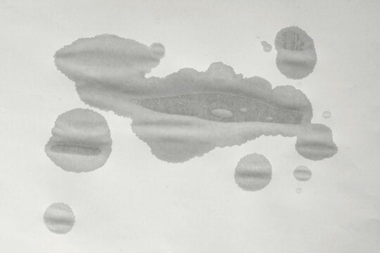 Wet spot on paper. Empty wet sheet of paper. Wet old paper