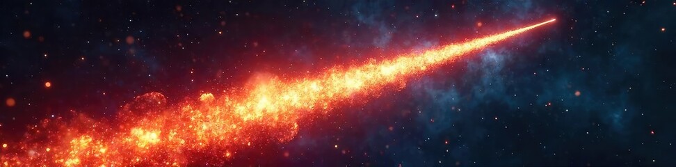 A blazing asteroid streaks across the night sky, leaving a fiery trail of cosmic dust Perfect for science, astronomy, space exploration, and fantasy themes , meteor, constellation, asteroid