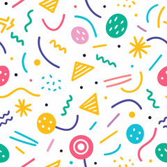 Colorful abstract shapes pattern on white background