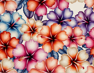 Colorful-Hibiscus-Flower-Background-Tropical-Floral-Pattern-Exotic-Hibiscus-Flowers-in-Vibrant-Colors-Hawaiian-Hibiscus-Wallpaper-Seamless-Floral-Design
