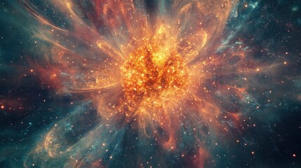 Exploding virus particle, covid, representing hope and transformation. 