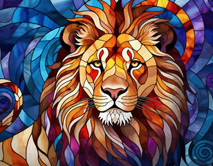 Stained-Glass-Lion-Art-Colorful-Mosaic-Lion-Illustration-Abstract-Lion-Artwork-Vibrant-Lion-Design-Modern-Animal-Art-Unique-Lion-Painting