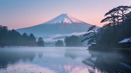 Fototapeta premium mt fuji at sunset