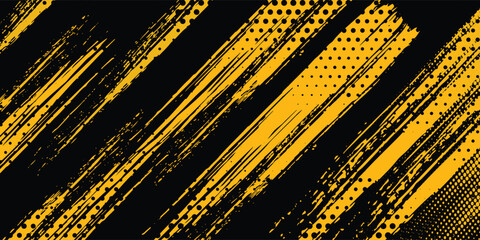 Dots pop art comics sport style vector illustration. Dots halftone yellow and black color pattern gradient grunge texture dots sport