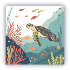 Stunning image of a tropical fish swimming amidst a vibrant coral reef, showcasing colorful marine life in a serene underwater environment. 