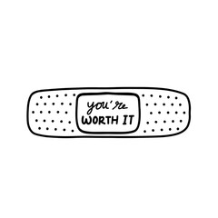 hand drawn of adhesive bandage with affirmation