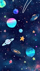 Naklejka premium Cute galaxy illustration astronomy universe outdoors.