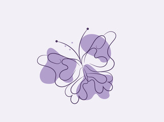 Abstract Purple Butterfly Line Art Design Illustration