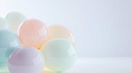 Fototapeta premium Group of spherical objects arranged in a scattered manner on a white surface.