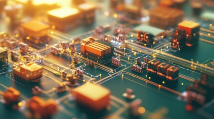 Logistics network flat design side view global supply chain theme 3D render Complementary Color Scheme.