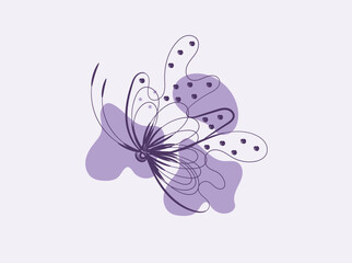 Abstract Purple Butterfly Illustration with Organic Shapes and Stars