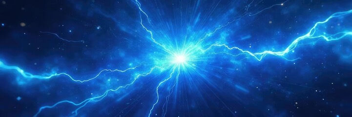 A powerful surge of vibrant, electric blue energy explodes outwards, radiating strength and dynamism Perfect for concepts of innovation, power, and limitless potential , limitless, explosion