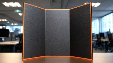 Modern Black Trifold Display Board in Office Setting Ideal for Presentations