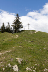 Gipfelkreuz auf der Farrenpoint bei Bad Feilnbach, Bayern, Deutschland