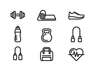 Fitness icons gym workout exercise equipment symbols
