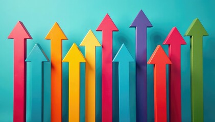 A vibrant array of arrows pointing in different directions, representing diverse perspectives and choices , visual, directional arrows