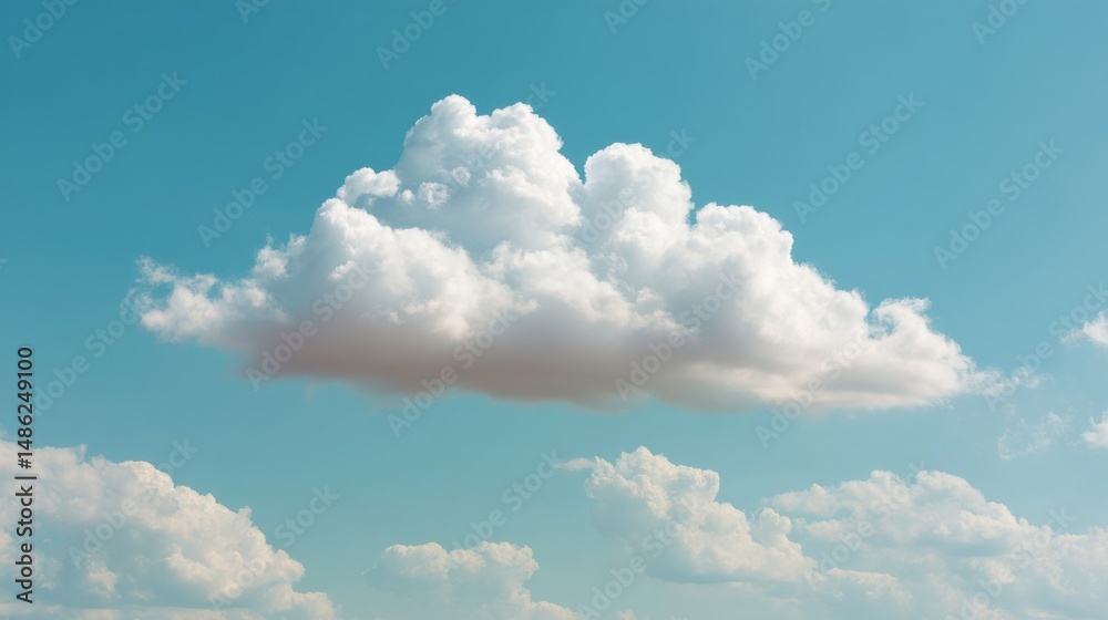 Leinwandbilder a single fluffy cloud with delicate edges drifts in a bright blue sky, creating a tranquil and airy 