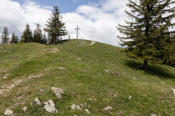 Gipfelkreuz auf der Farrenpoint bei Bad Feilnbach, Bayern, Deutschland