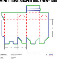 Mini HouseShaped Ornament Box Packaging Design Template Diagram