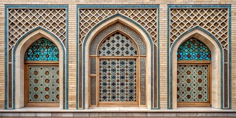 front view muslim square ornamentle window, without shadows generate ai	
