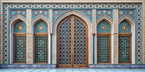 front view muslim square ornamentle window, without shadows generate ai	
