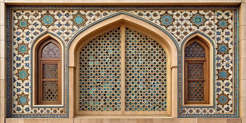 front view muslim square ornamentle window, without shadows generate ai	

