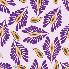 Trendy floral seamless pattern. Simple red and beige daisy. Spring flower template for packaging, postcards, textile printing, wallpaper. Hand drawn illustration isolated on white background