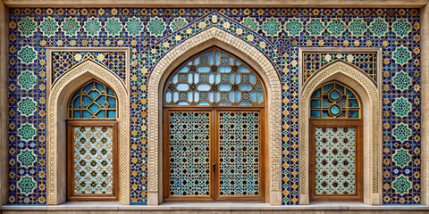 front view muslim square ornamentle window, without shadows generate ai	
