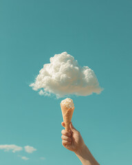Cone of Clouds – Surreal Summer Scene with Cyan Sky