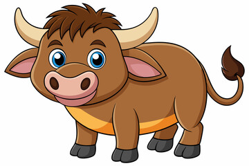 buffalo cartoon vector on white background