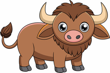 buffalo cartoon vector on white background
