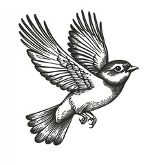 Bird tattoo illustration vintage design.