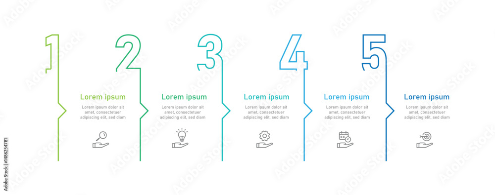 Leinwandbilder 5 step line infographic element. Vector line number with line style and icons suitable for business information and presentation.