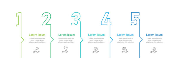 5 step line infographic element. Vector line number with line style and icons suitable for business information and presentation.