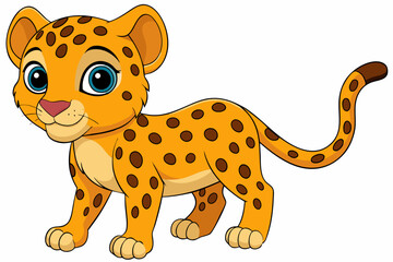 cheetah cartoon vector on white background © Brojendra