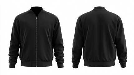 Modern Black Bomber Jacket Front Mockup for Urban Fashion Look