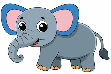elephant cartoon vector on white background