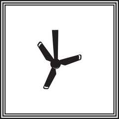 Ceiling Fan Silhouette Icon – Minimalist Three-Blade Vector for Home Appliance and Interior Design Themes