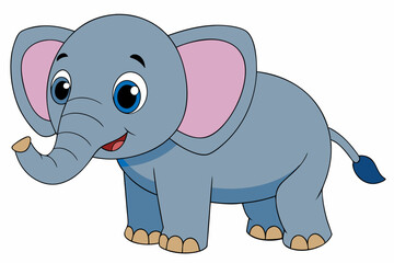 elephant cartoon vector on white background
