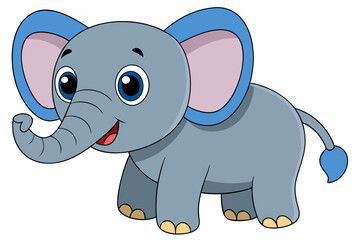 elephant cartoon vector on white background