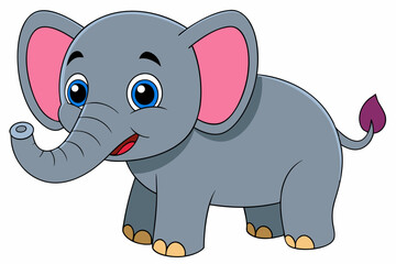 elephant cartoon vector on white background