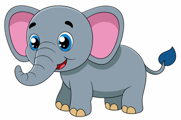 elephant cartoon vector on white background